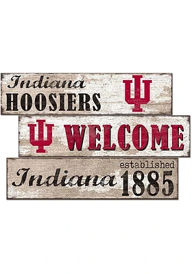 Indiana Hoosiers Welcome 3 Plank Sign - Red