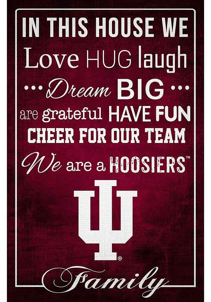 Indiana Hoosiers In This House 17x26 Sign - Red