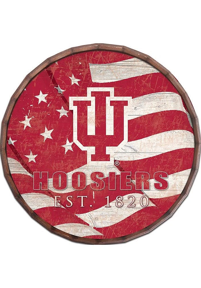 Indiana Hoosiers Flag 24 Inch Barrel Top Sign - Red