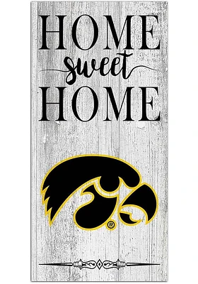 Iowa Hawkeyes Home Sweet Home Whitewashed Sign - Black