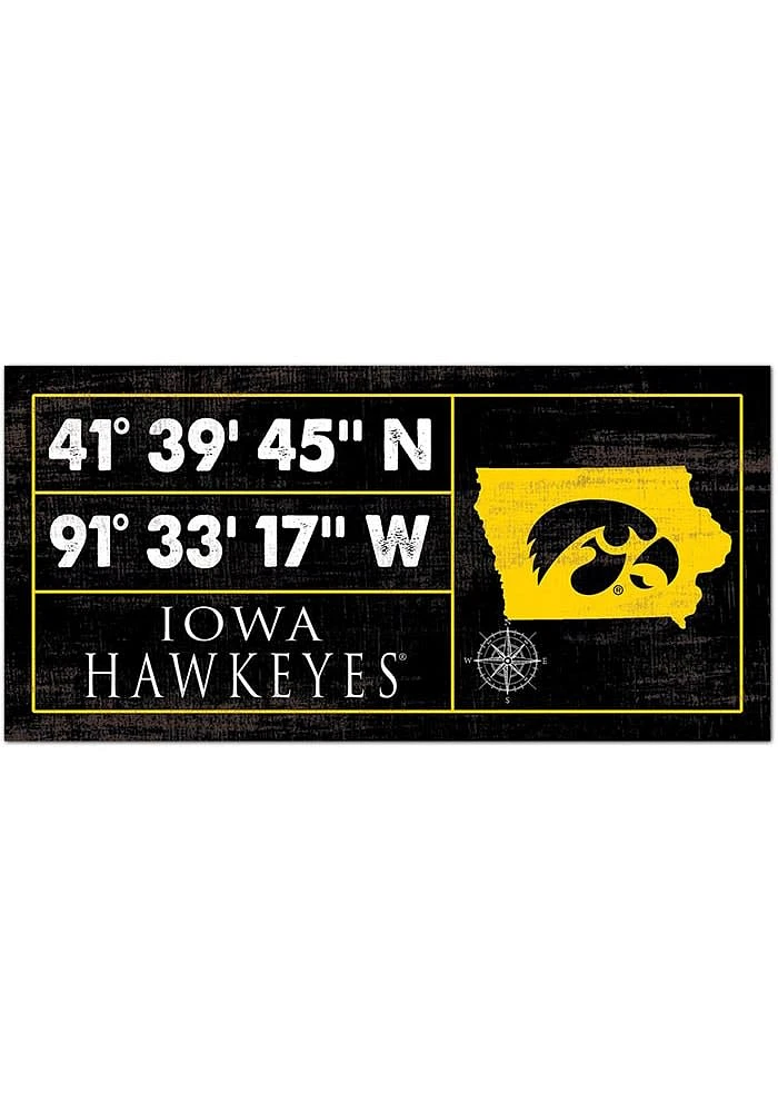 Iowa Hawkeyes Horizontal Coordinate Sign - Black