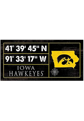 Iowa Hawkeyes Horizontal Coordinate Sign - Black