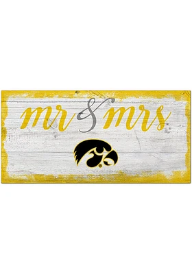 Iowa Hawkeyes Script Mr and Mrs Sign - Black