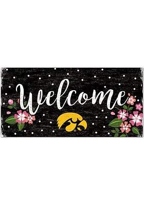 Iowa Hawkeyes Welcome Floral Sign - Black