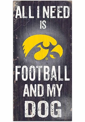 Iowa Hawkeyes Football and My Dog Sign - Black