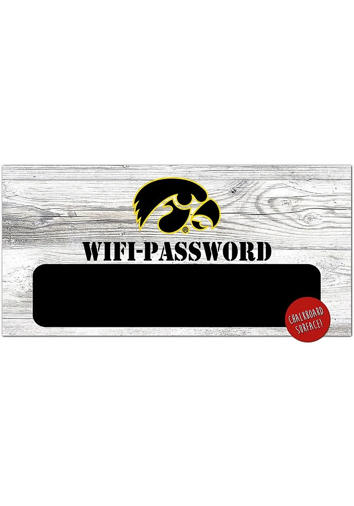 Iowa Hawkeyes Wifi Password 6x12 Sign - Black