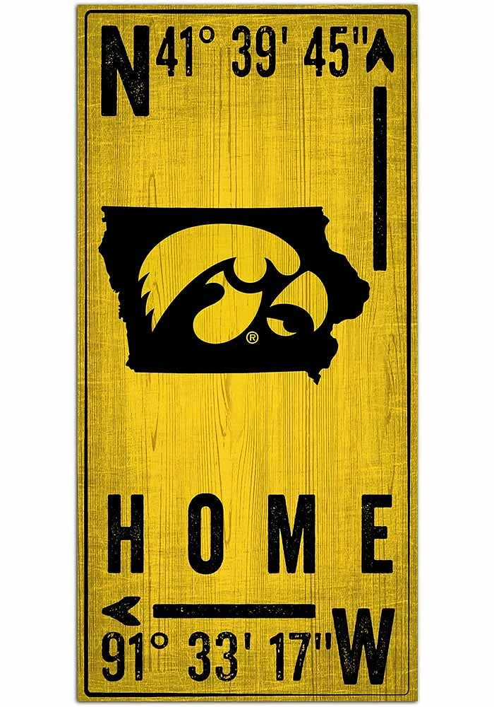 Iowa Hawkeyes Coordinate Sign - Black