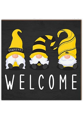 Iowa Hawkeyes Welcome Gnomes Sign - Black
