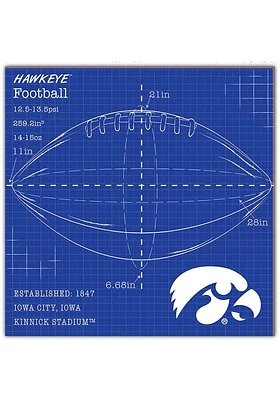 Iowa Hawkeyes Ball Blueprint Sign - Black