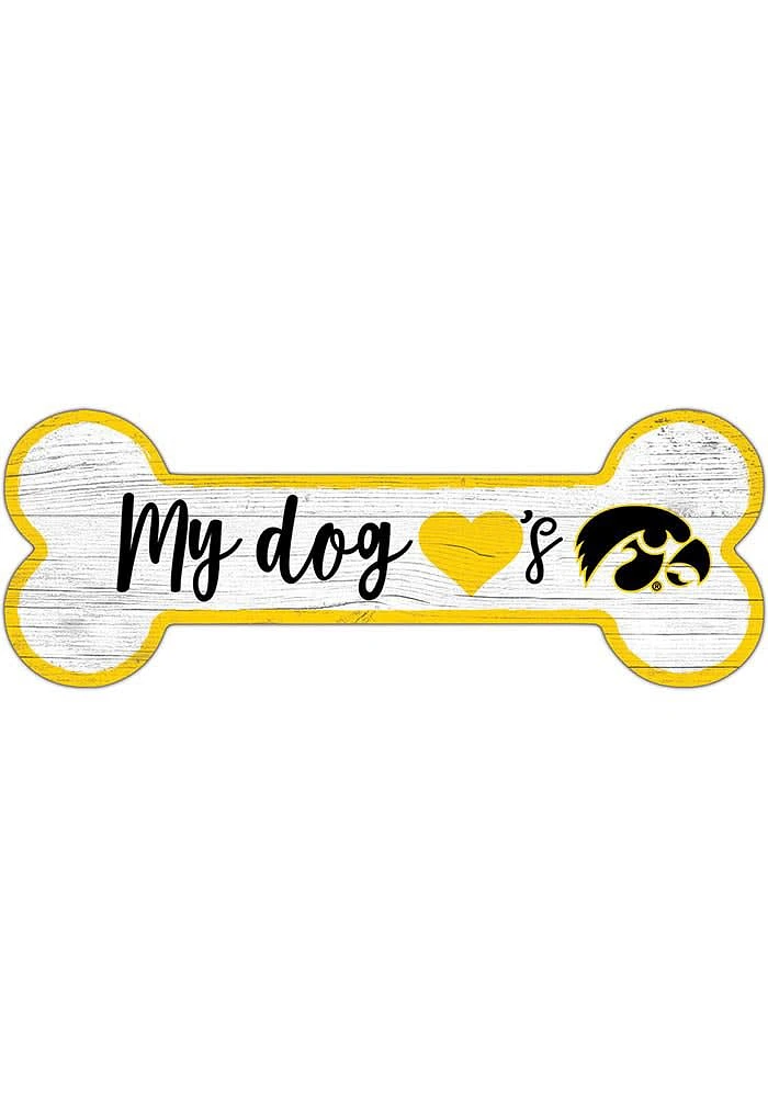 Iowa Hawkeyes Dog Bone 6x12 Sign - Black