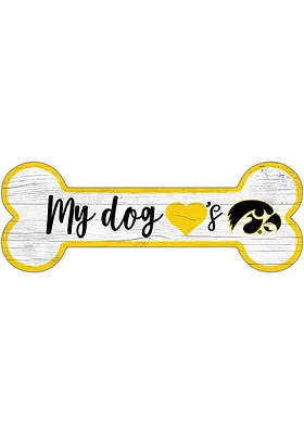 Iowa Hawkeyes Dog Bone 6x12 Sign - Black