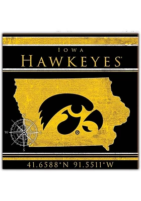 Iowa Hawkeyes Coordinates Sign - Black
