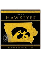Iowa Hawkeyes Coordinates Sign - Black