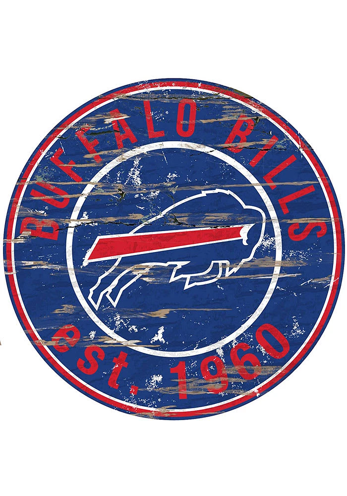 Buffalo Bills Established Date Circle 24 Inch Sign - Blue