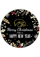 Iowa Hawkeyes Merry Christmas and New Year Circle Sign - Black