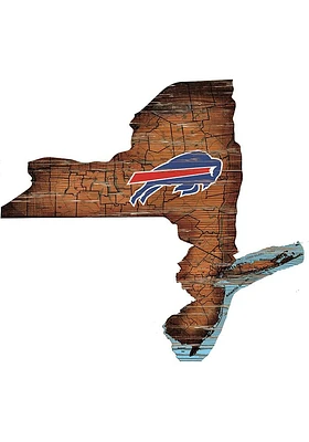 Buffalo Bills Distressed State 24 Inch Sign - Brown