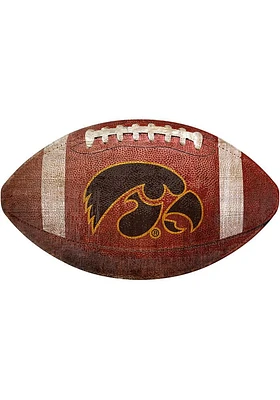 Iowa Hawkeyes Baseball Shaped Sign - Black