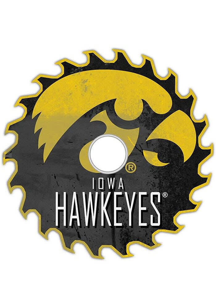 Iowa Hawkeyes Rust Circular Saw Sign - Black