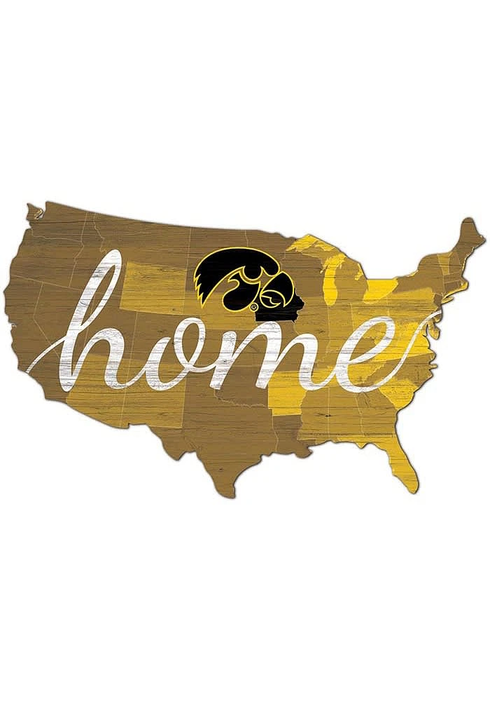 Iowa Hawkeyes USA Shape Cutout Sign - Black