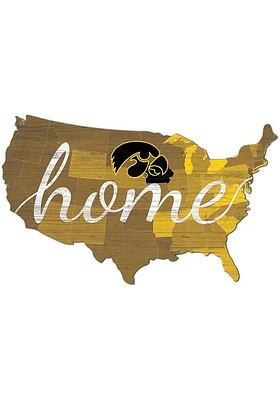 Iowa Hawkeyes USA Shape Cutout Sign - Black