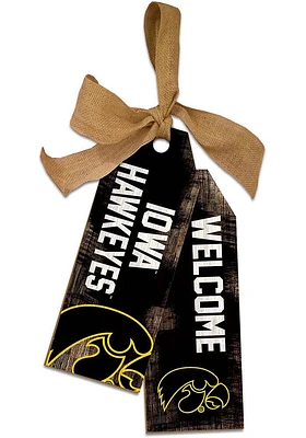 Iowa Hawkeyes Team Tags Sign - Black