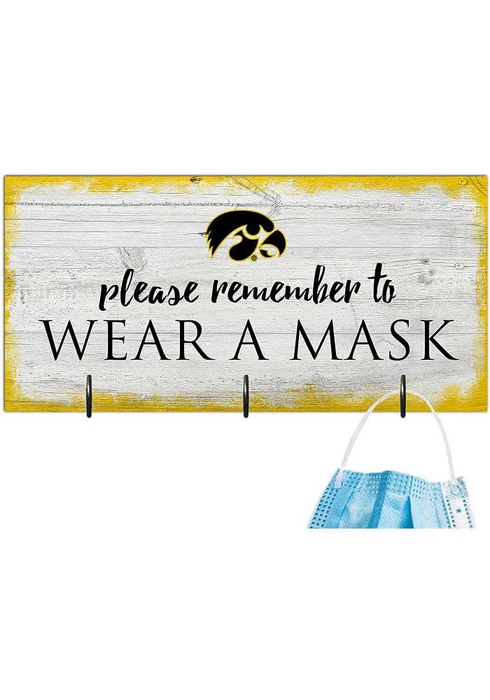 Iowa Hawkeyes Please Wear Your Mask Sign - Black
