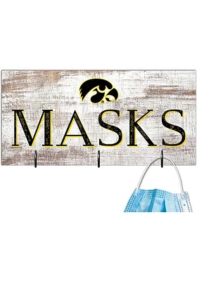 Iowa Hawkeyes Mask Holder Sign - Black
