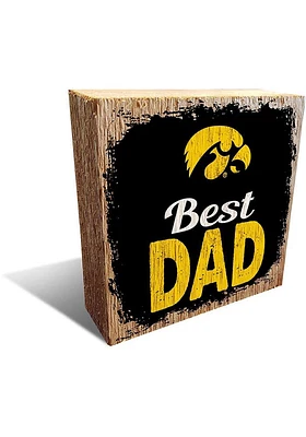 Iowa Hawkeyes Best Dad Block Sign - Black