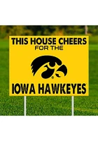 Iowa Hawkeyes This House Cheers For Yard Sign - Black