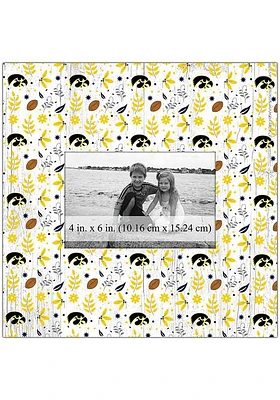 Iowa Hawkeyes Floral Pattern Picture Frame - Black