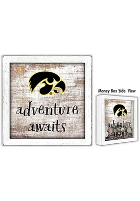 Iowa Hawkeyes Adventure Awaits Box Sign - Black