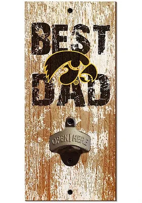 Iowa Hawkeyes Best Dad Bottle Opener Sign - Black