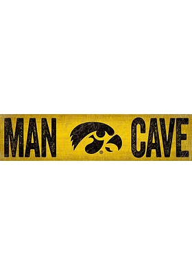 Iowa Hawkeyes Man Cave 6x24 Sign - Black