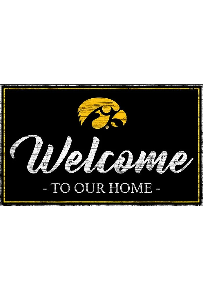 Iowa Hawkeyes Team Welcome 11x19 Sign - Black