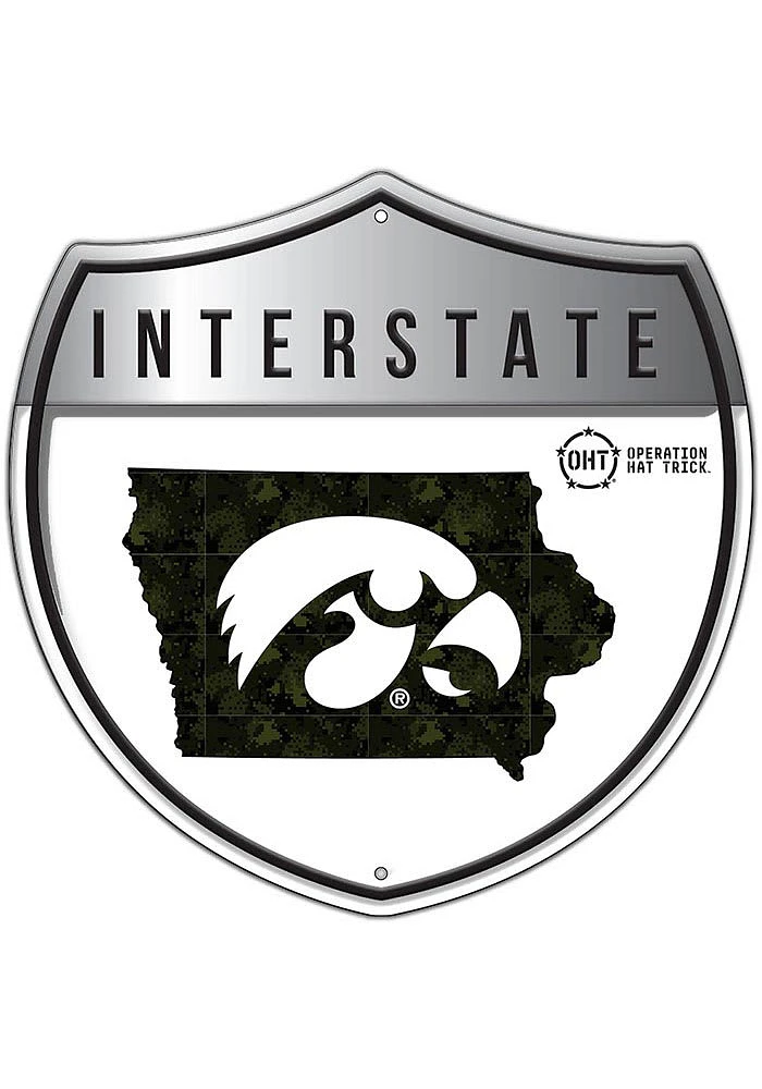 Iowa Hawkeyes 24in OHT Camo Interstate Sign - Black