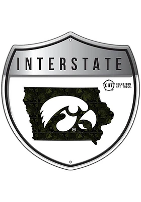 Iowa Hawkeyes 24in OHT Camo Interstate Sign - Black