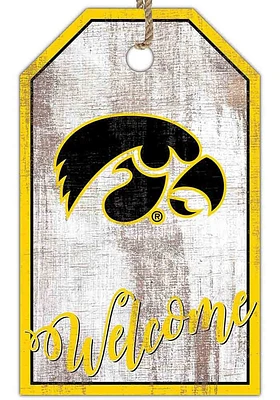 Iowa Hawkeyes Welcome Team Tag Sign - Black