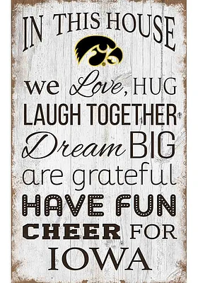 Iowa Hawkeyes In This House 11x19 Sign - Black
