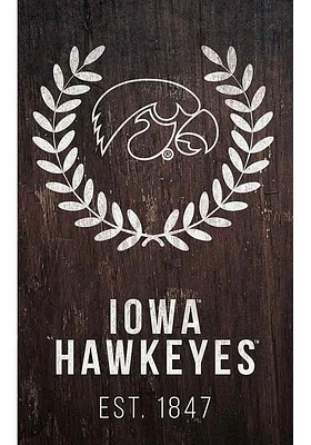 Iowa Hawkeyes Laurel Wreath Sign - Black