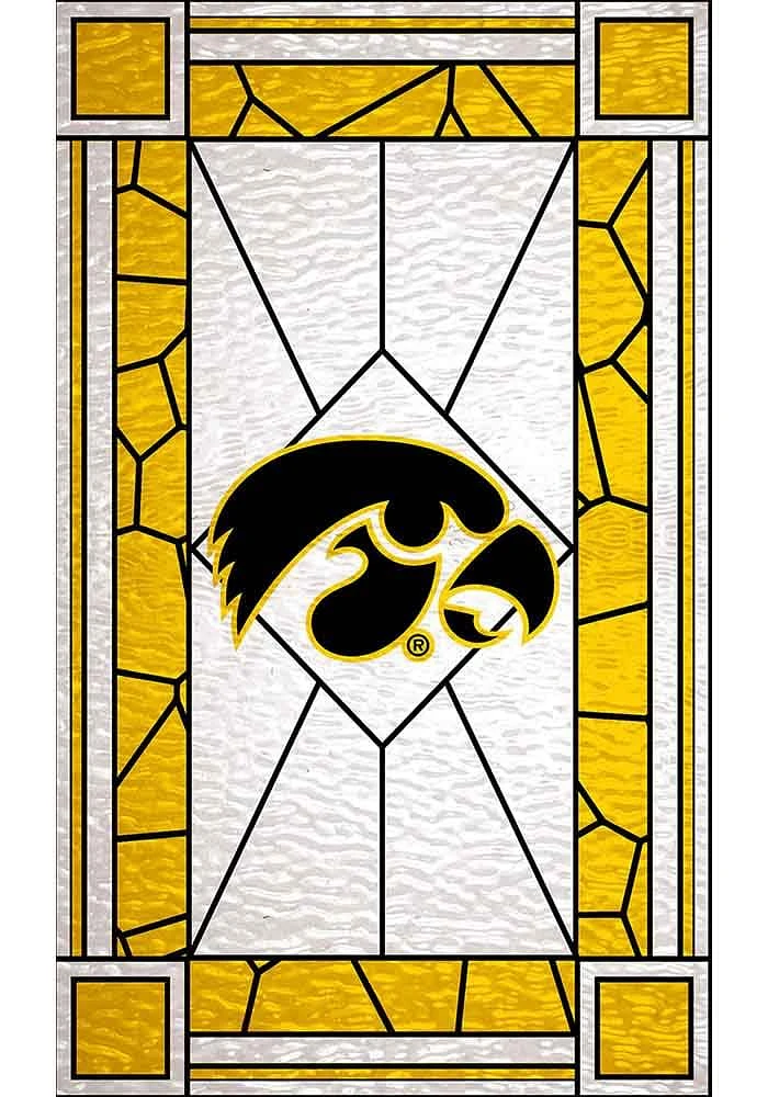 Iowa Hawkeyes Stained Glass Sign - Black