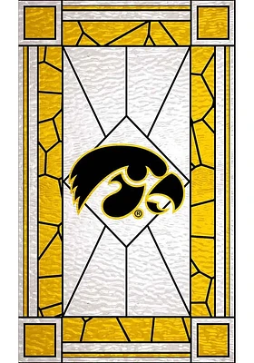 Iowa Hawkeyes Stained Glass Sign - Black