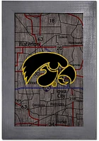 Iowa Hawkeyes City Map Sign - Black