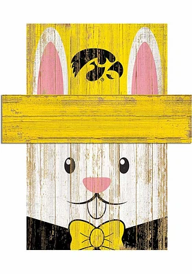 Iowa Hawkeyes Easter Bunny Head Sign - Black