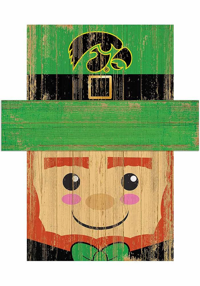 Iowa Hawkeyes Leprechaun Head Sign - Black