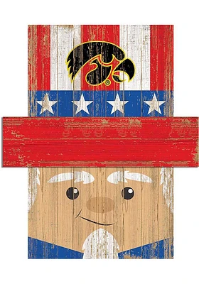 Iowa Hawkeyes Patriotic Head Sign - Black