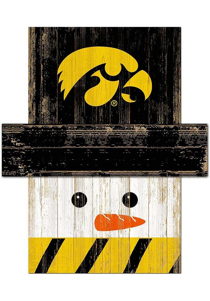 Iowa Hawkeyes Snowman Head Sign - Black