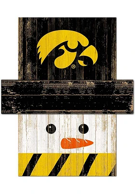 Iowa Hawkeyes Snowman Head Sign - Black
