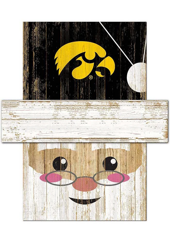 Iowa Hawkeyes Santa Head Sign - Black