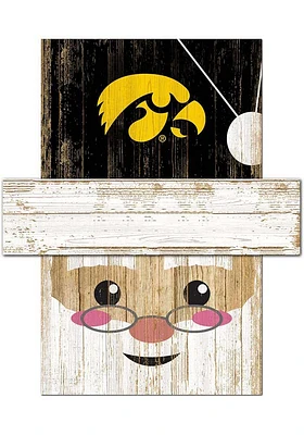 Iowa Hawkeyes Santa Head Sign - Black