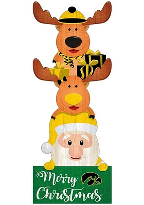 Iowa Hawkeyes 31 Inch Santa Stack Leaner Sign - Black